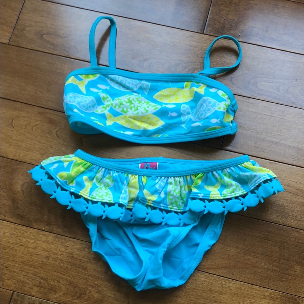 Blue Fish Print Bikini Set